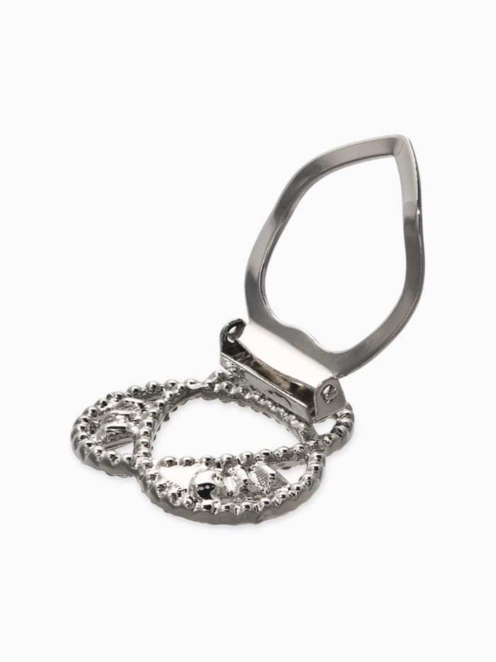 Зажим для платка «Три нити», белый в серебре