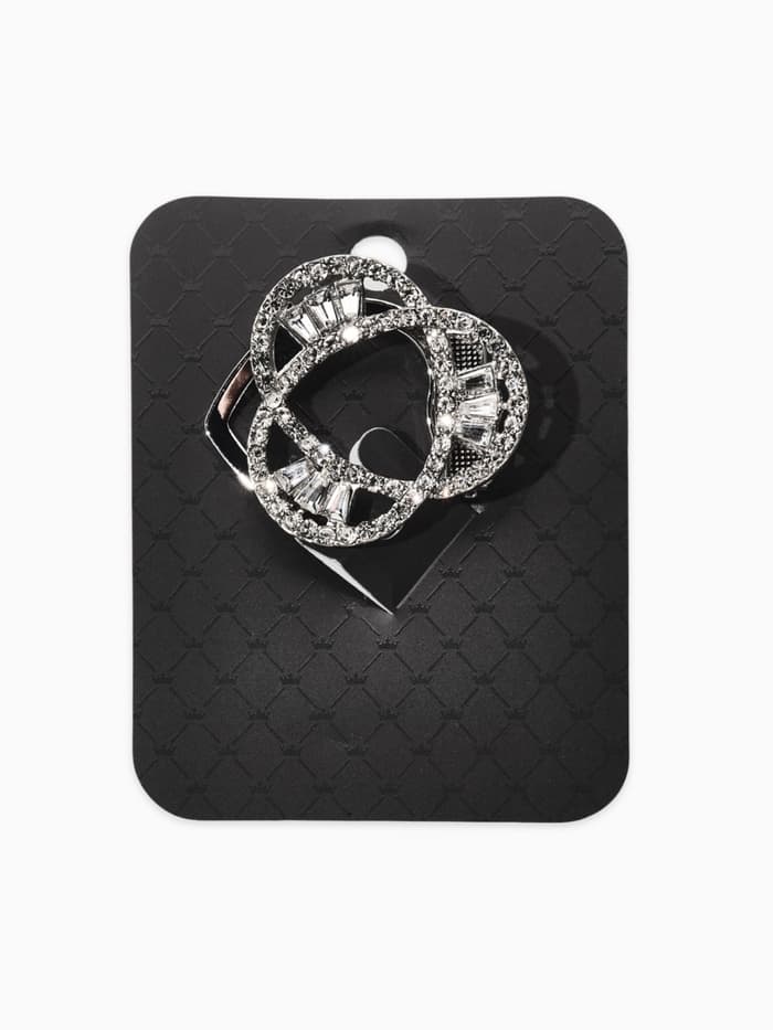 Зажим для платка «Три нити», белый в серебре