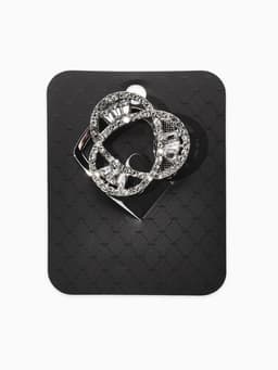 Зажим для платка «Три нити», белый в серебре