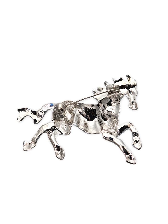 Брошь «Лошадь. Конь в яблочко», чёрно-серебристая в серебре