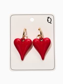 Серьги со съёмными подвесками «Сердца вытянутые», красные в золоте