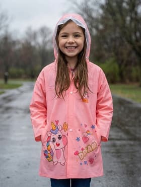 Дождевик детский, рост 120-130, розовый