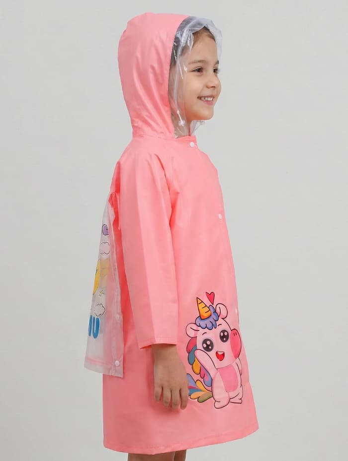 Дождевик детский, рост 120-130, розовый