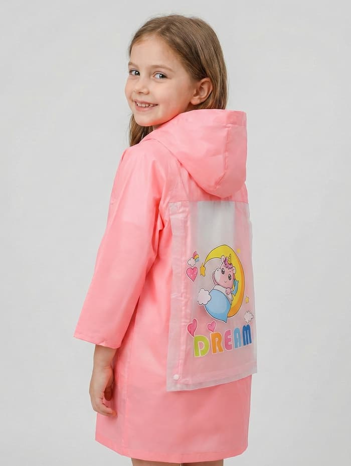 Дождевик детский, рост 120-130, розовый