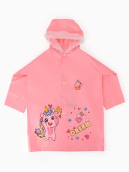 Дождевик детский, рост 120-130, розовый