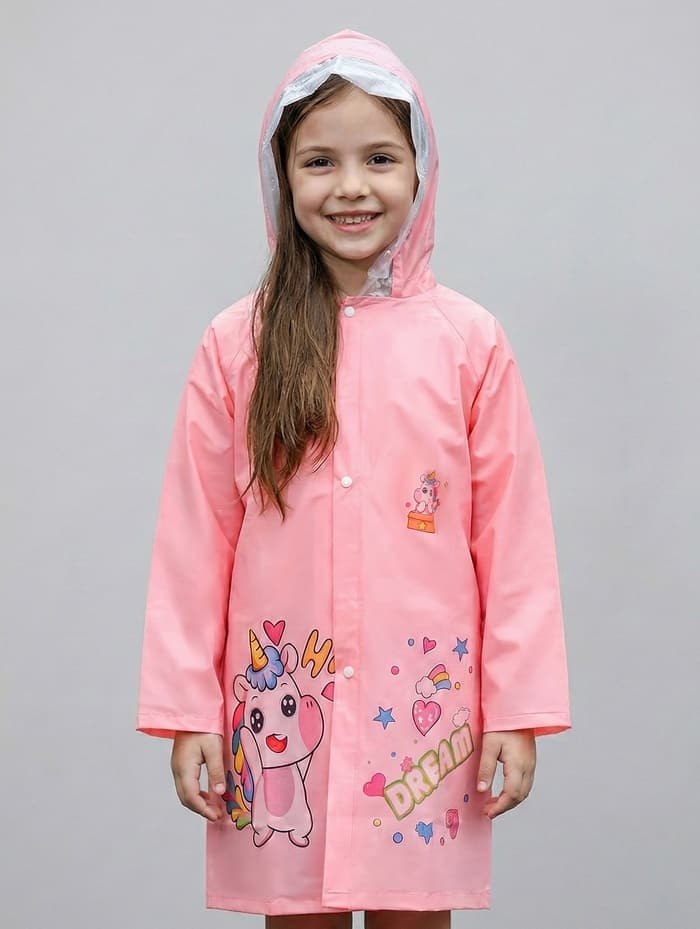Дождевик детский, рост 100-110, розовый