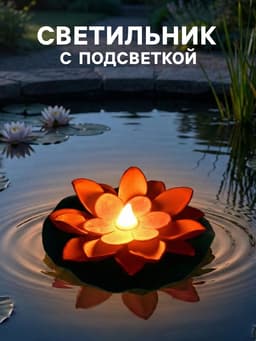 Садовый светильник для водоёмов «Лотос», 10×13×15 см, на батарейке, розовый