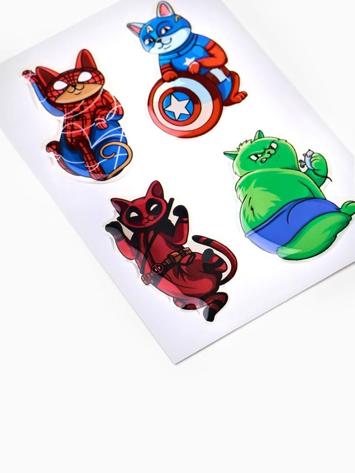 Объемные 3D стикеры на телефон «Коты», 4 шт., 3×3 см