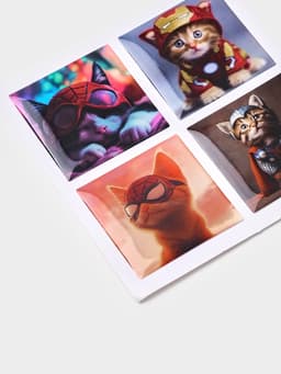 Объемные 3D стикеры на телефон «Котики - супергерои», 4 шт., 3×3 см