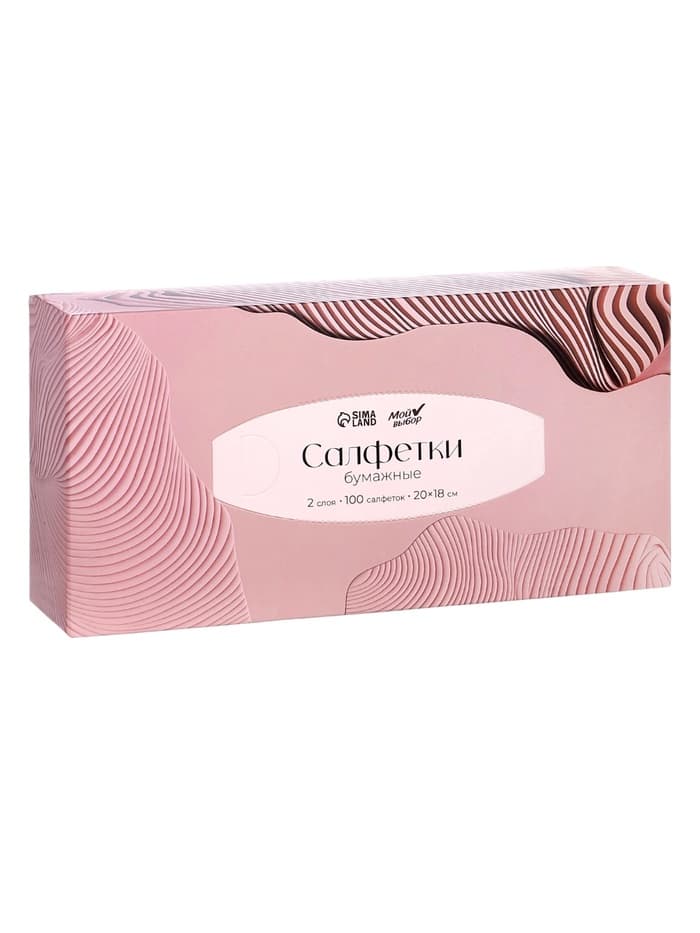 Салфетки бумажные в коробке Мой Выбор, 20×18 см, 2 слоя, 100 листов