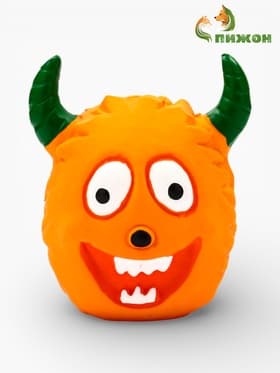 Пищащая игрушка для собак «Монстр», 7×5.5 см, латекс, оранжевая