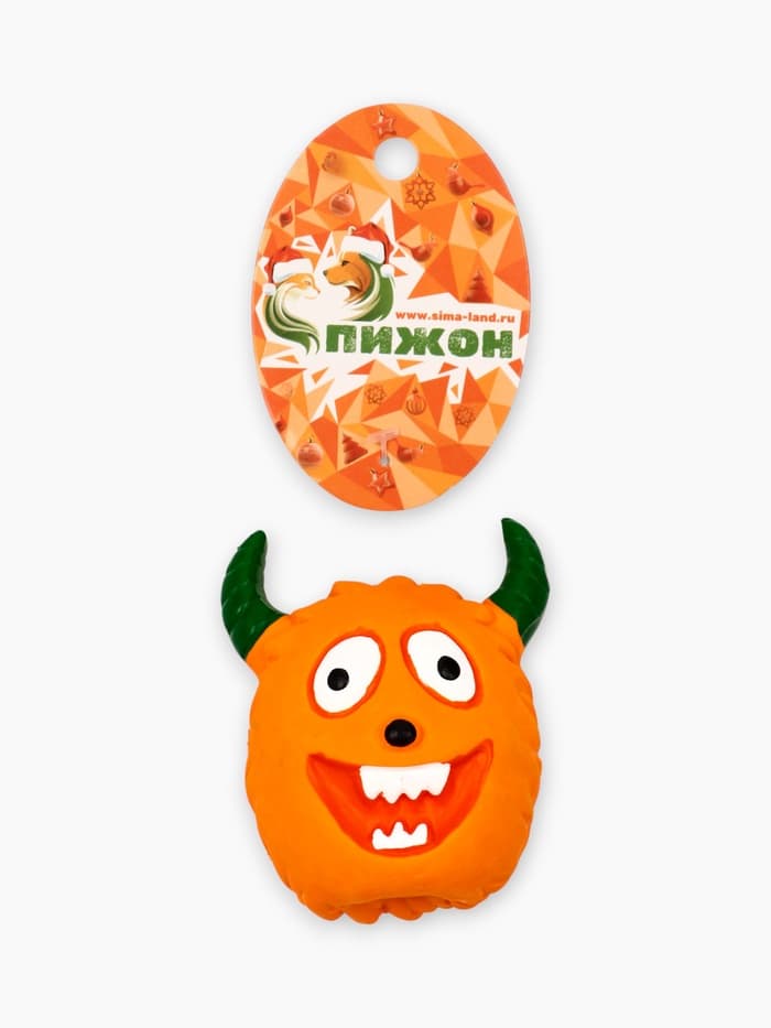 Пищащая игрушка для собак «Монстр», 7×5.5 см, латекс, оранжевая