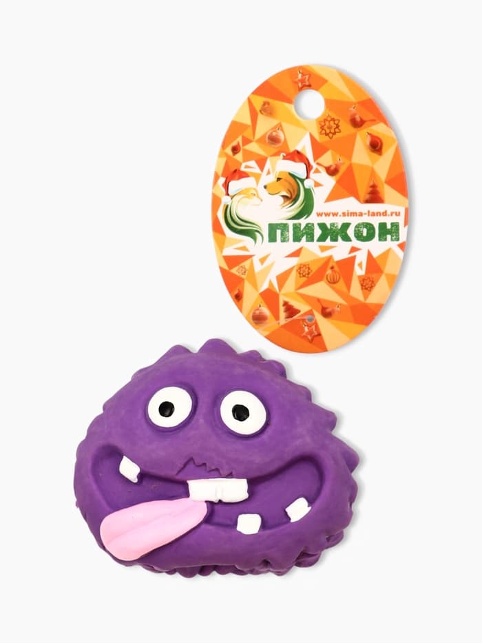 Пищащая игрушка для собак «Монстр», 7×5.5 см, латекс, фиолетовая