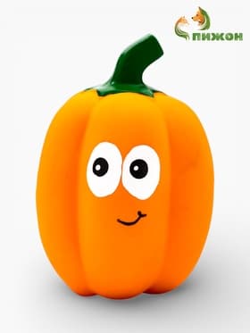 Пищащая игрушка для собак «Тыква», 13 см, латекс, оранжевая