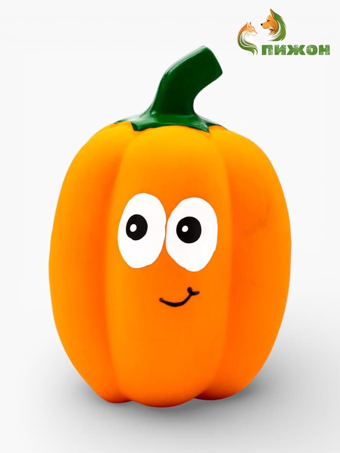 Пищащая игрушка для собак «Тыква», 13 см, латекс, оранжевая