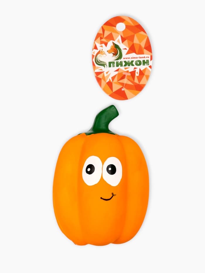 Пищащая игрушка для собак «Тыква», 13 см, латекс, оранжевая