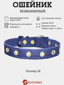 Ошейник безразмерный, 40×2 см, с подпряжником, кожа, синий