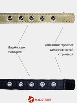 Ошейник усиленный, 50×2.5 с, с подкладом из брезента, сыромятная кожа, белый