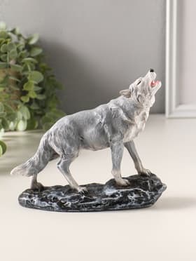 Фигурка полистоун «Волк воет на луну», 17×15.5 см
