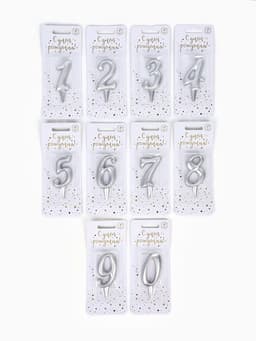 Свечи для торта цифры «Серебряные», 50 штук в шоу-боксе