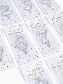 Свечи для торта цифры «Серебряные», 50 штук в шоу-боксе