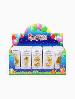 Свечи для торта цифры «Золотые витые», 50 шт. в шоу-боксе