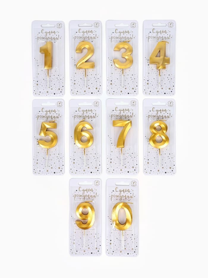 Свечи для торта цифры «Золотые витые», 50 шт. в шоу-боксе