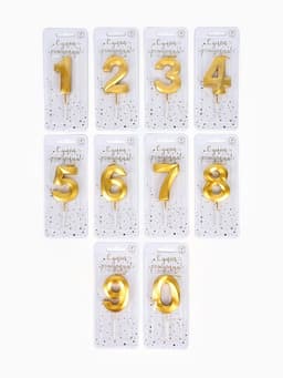 Свечи для торта цифры «Золотые витые», 50 шт. в шоу-боксе