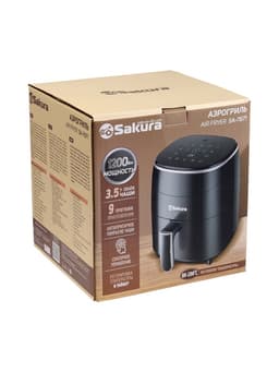 Аэрогриль Sakura SA-7671, 3.5 л, 1200 Вт, 9 программ, таймер, от 80 до 200°C, чёрный