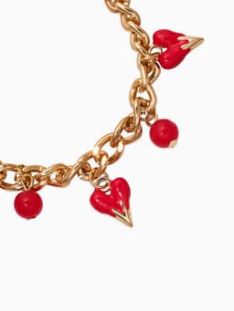 Браслет цепочка с подвесками «Вишневый рай. Сердечки», L=17 см, красный в золоте