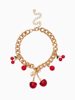 Браслет цепочка с подвесками «Вишневый рай. Большая вишенка», L=17 см, красный в золоте