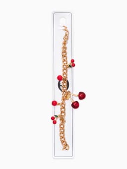 Браслет цепочка с подвесками «Вишневый рай. Большая вишенка», L=17 см, красный в золоте