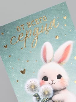 Поздравительная открытка на акварельном картоне с тиснением «От всего сердца», 10 × 15 см