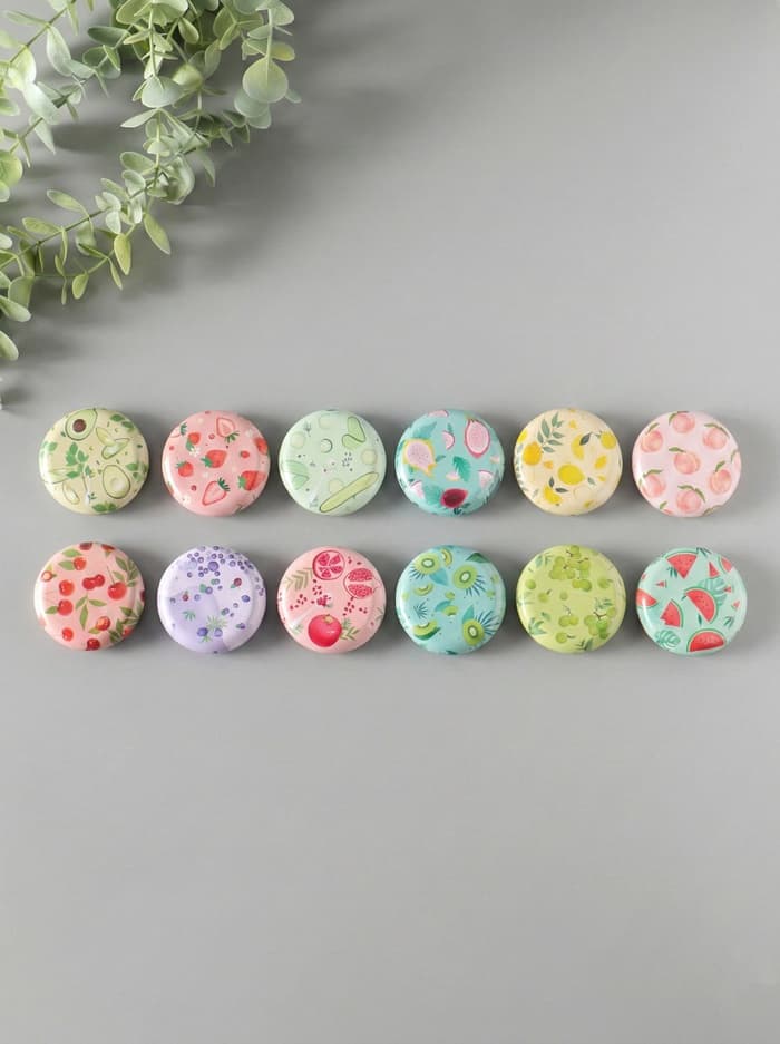 Набор шкатулок для украшений «Фрукты и овощи», 12 шт., мини, металл, круглая, 6.8×6.8×1.7 см