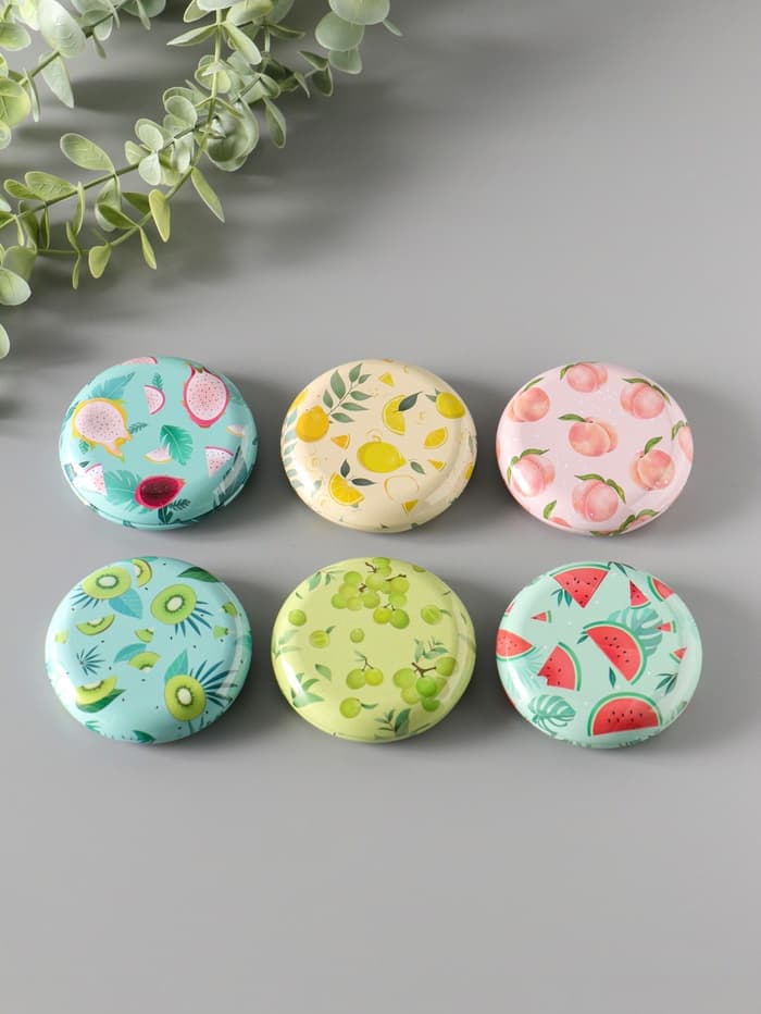 Набор шкатулок для украшений «Фрукты и овощи», 12 шт., мини, металл, круглая, 6.8×6.8×1.7 см