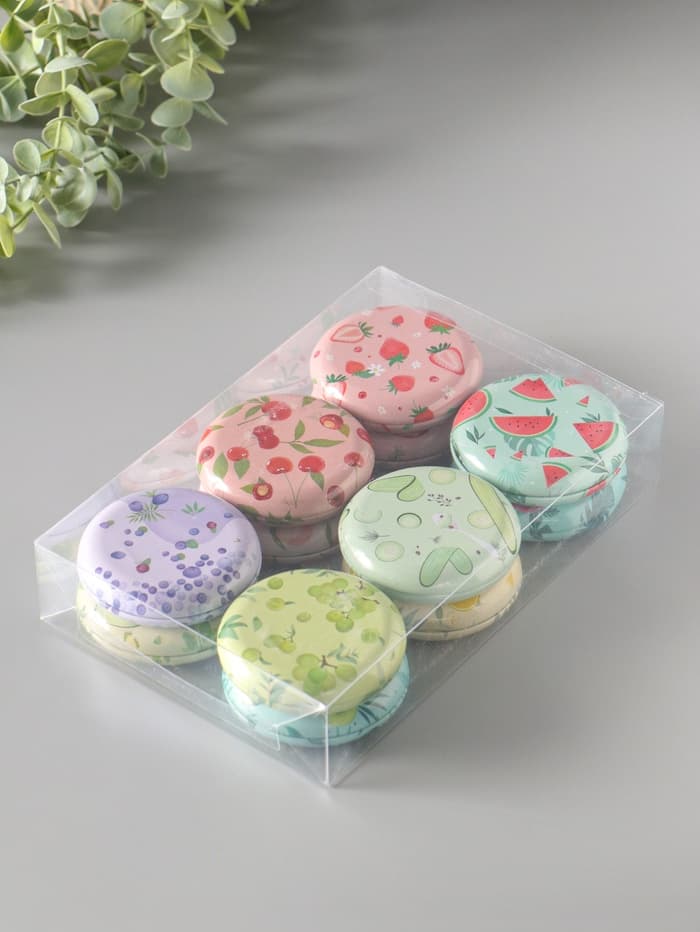 Набор шкатулок для украшений «Фрукты и овощи», 12 шт., мини, металл, круглая, 6.8×6.8×1.7 см