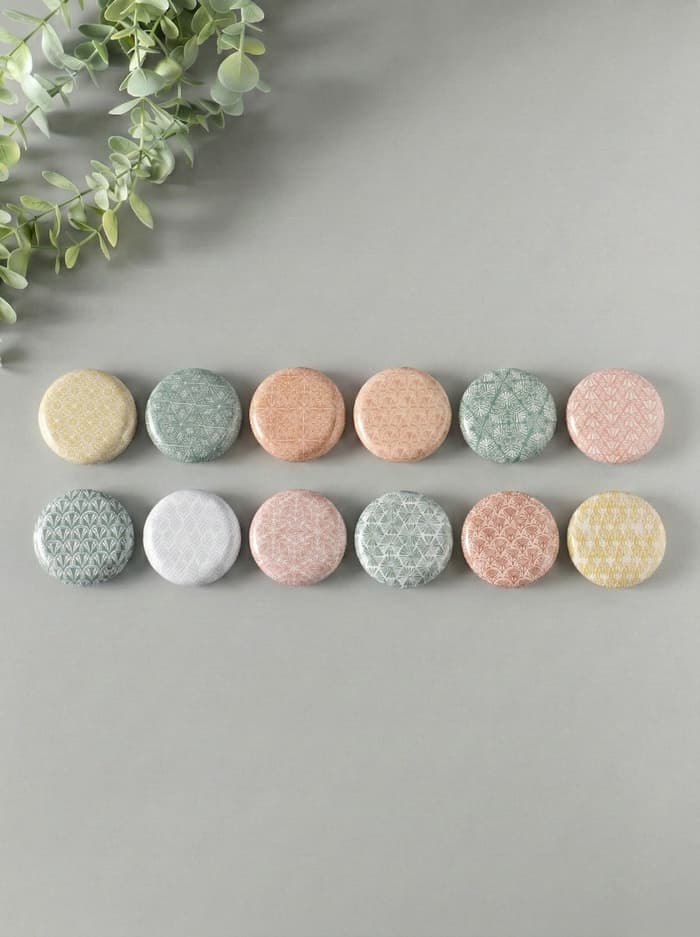 Набор шкатулок для украшений «Геометрические рисунки», 12 шт., мини, металл, круглая, 6.8×6.8×1.7 см