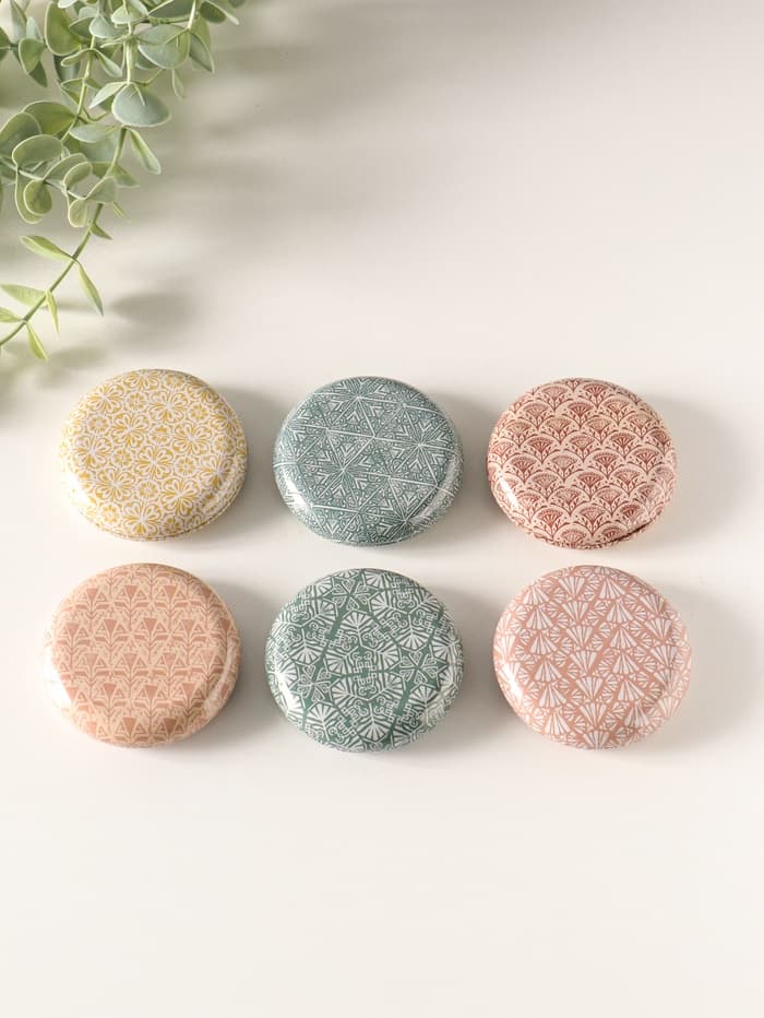 Набор шкатулок для украшений «Геометрические рисунки», 12 шт., мини, металл, круглая, 6.8×6.8×1.7 см