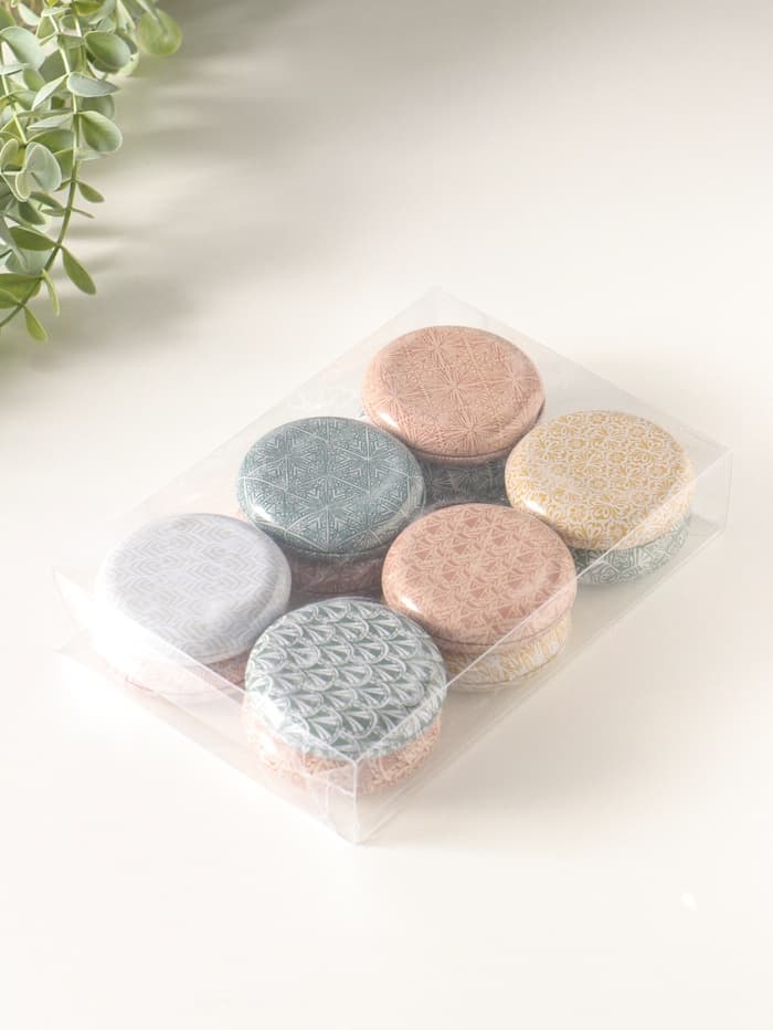 Набор шкатулок для украшений «Геометрические рисунки», 12 шт., мини, металл, круглая, 6.8×6.8×1.7 см