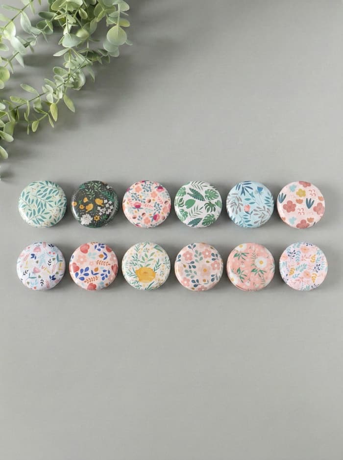 Набор шкатулок для украшений «Цветы и листья», 12 шт., мини, металл, круглая, 6.8×6.8×1.7 см