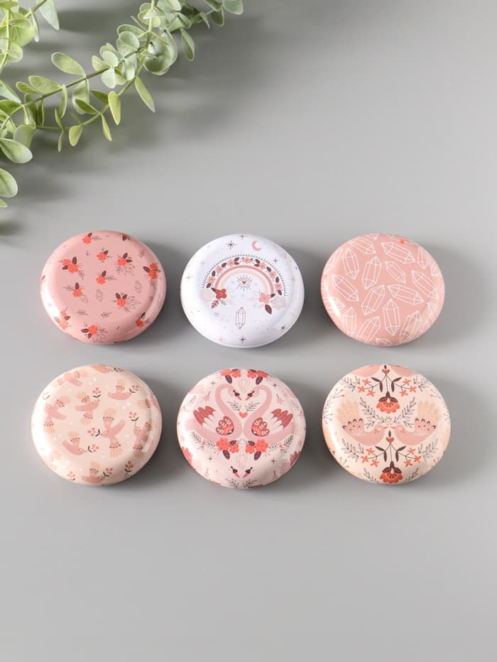 Набор шкатулок для украшений «Рисунки на бежевом», 12 шт., мини, металл, круглая, 6.8×6.8×1.7 см