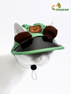 Кепка для животных, размер S, ОГ 27-33 см, высота 8 см, зелёная