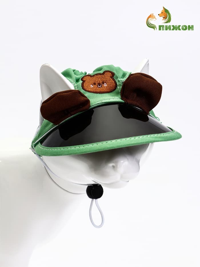 Кепка для животных, размер S, ОГ 27-33 см, высота 8 см, зелёная
