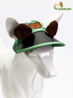 Кепка для животных, размер M, ОГ 32-39 см, высота 10 см, зелёная