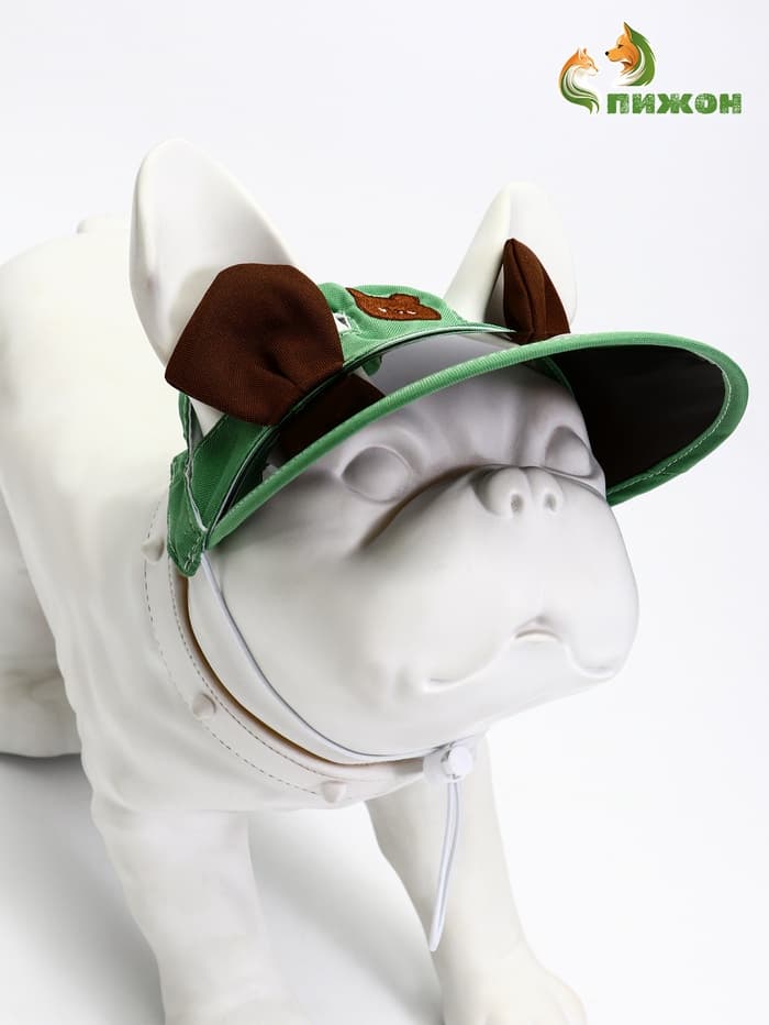 Кепка для собак и кошек, размер L, ОГ 35-46 см, высота 13 см, зелёная