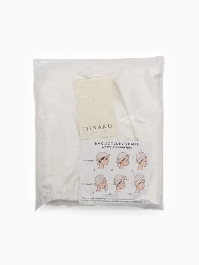 Чалма - тюрбан для волос MINAKU, 25×68 см, тенсель, белая