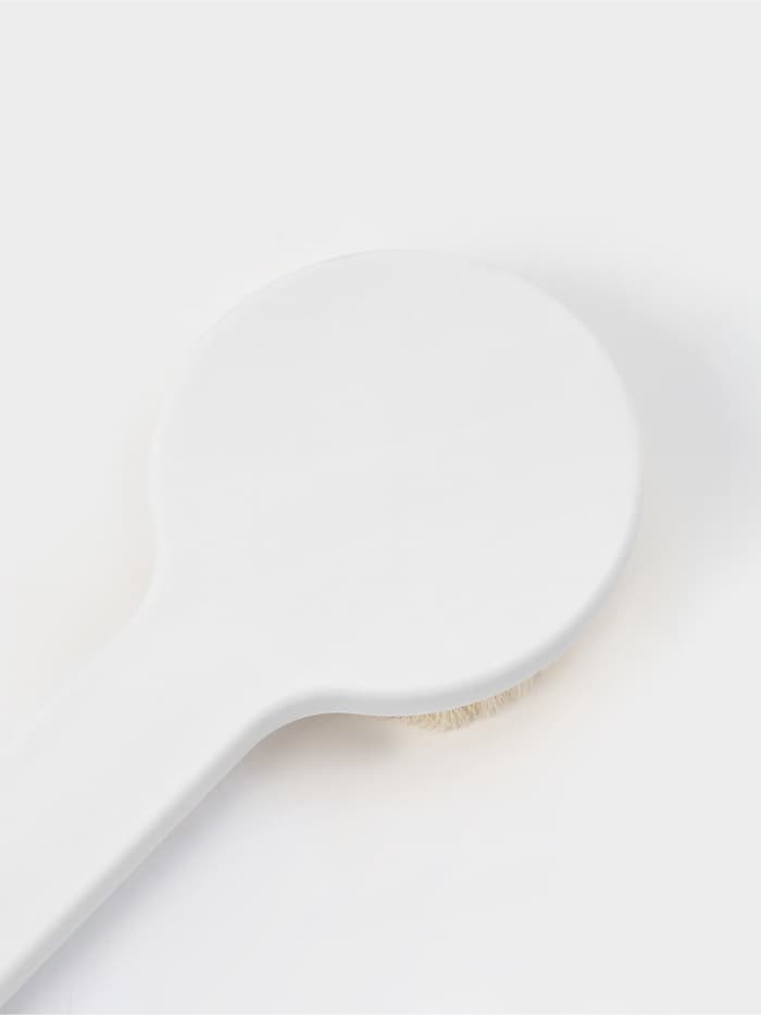 Щётка банная на ручке Доляна, массажёр, 35×7 см, белая