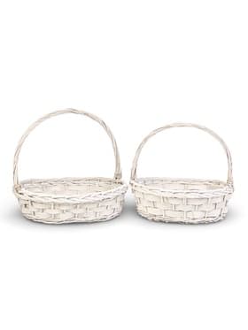 Корзина плетёная для хранения Alba, с ручкой, белая, набор 2 шт.