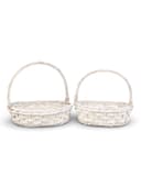 Корзина плетёная для хранения Alba, с ручкой, белая, набор 2 шт.