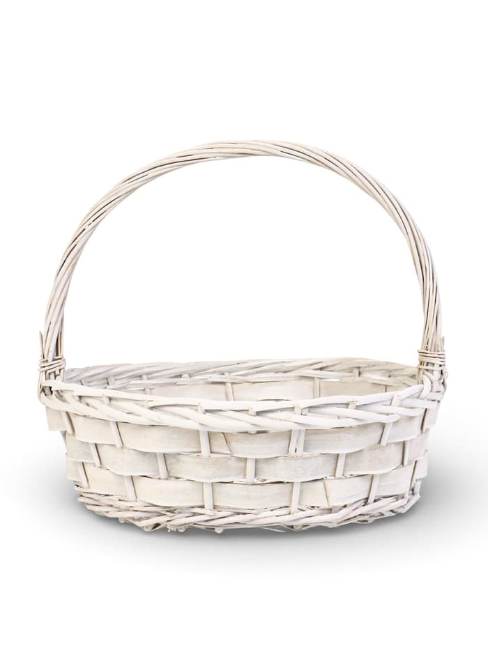 Корзина плетёная для хранения Alba, с ручкой, белая, набор 2 шт.